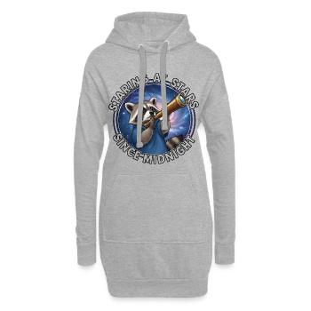 Weltraum-Raccoon mit Fernrohr  - Hoodie-Kleid - Grau meliert - Vorne