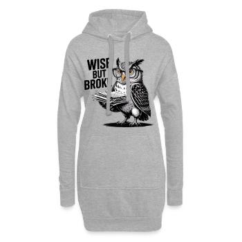 Weise, aber pleite Eule - Hoodie-Kleid - Grau meliert - Vorne