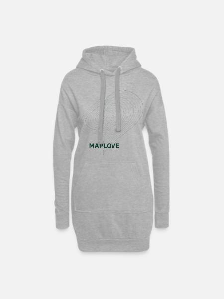Geometric heart with map - Hoodie Dress - heather grey