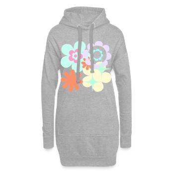 Motif rétro Blossom Pop - Sweat-shirt à capuche long Femme - gris chiné - Devant