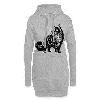 Maine Coon Design – Majestueux et imposant - Sweat-shirt à capuche long Femme - gris chiné - Devant