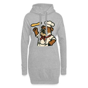 Bulldogge Chef Pizzateig Werfen Cartoon Design - Hoodie-Kleid - Grau meliert - Vorne