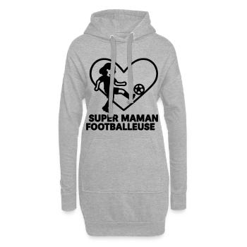 Super maman footballeuse – Cœur football - Sweat-shirt à capuche long Femme - gris chiné - Devant