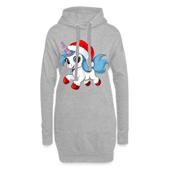 Noël des licornes - Sweat-shirt à capuche long Femme - gris chiné - Devant