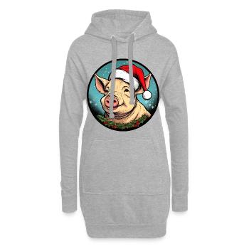 Ferkel Weihnachten - Hoodie-Kleid - Grau meliert - Vorne