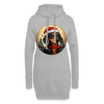 Noël teckel - Sweat-shirt à capuche long Femme - gris chiné - Devant