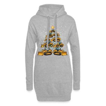 Lustiger Bulldozer Weihnachtsbaum Geschenk  - Hoodie-Kleid - Grau meliert - Vorne