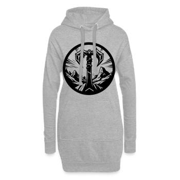 Symbole barbare – Hache tribale - Sweat-shirt à capuche long Femme - gris chiné - Devant