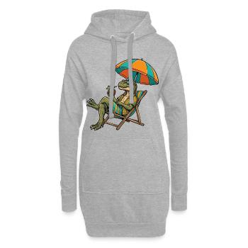 Stranddino im Tropenlook - Hoodie-Kleid - Grau meliert - Vorne