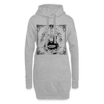 Lustige Ukulele - Hoodie-Kleid - Grau meliert - Vorne