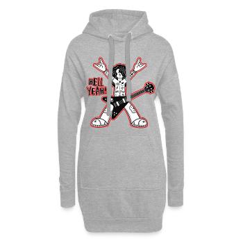 Hell yes Cartoon-Rock-Gitarrist - Hoodie-Kleid - Grau meliert - Vorne