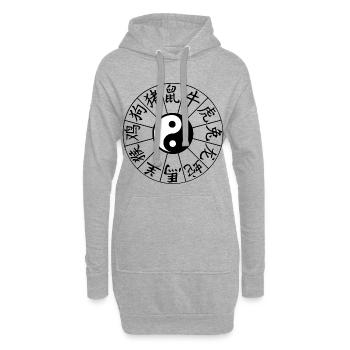 Signes astrologiques chinois - Sweat-shirt à capuche long Femme - gris chiné - Devant