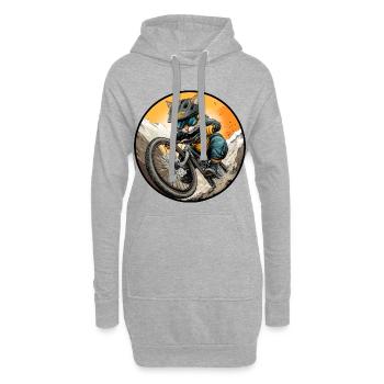 Katzen Bikerin / MTB Kätzchen - Hoodie-Kleid - Grau meliert - Vorne