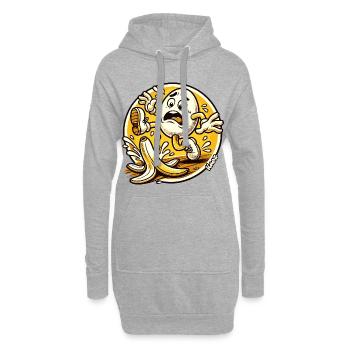 Un œuf comique glisse sur une pelure de banane - Sweat-shirt à capuche long Femme - gris chiné - Devant