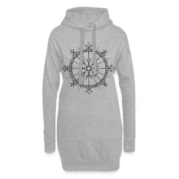 Vegvisir 9 Welten Runen – Germanische Wikinger - Hoodie-Kleid - Grau meliert - Vorne