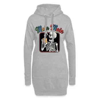 Café Squelette Moin Moin - Sweat-shirt à capuche long Femme - gris chiné - Devant