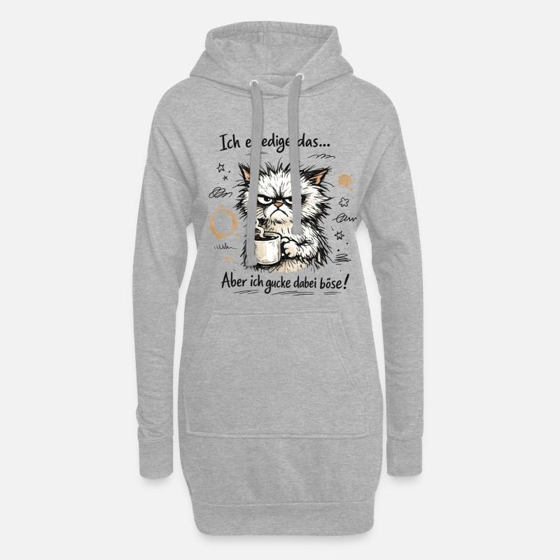 Ich mach das Katze lustiger Büro Spruch - Hoodie-Kleid - Grau meliert