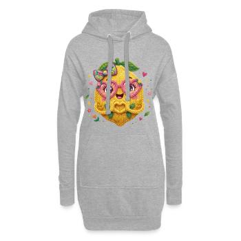Zitrone Herzhände - Hoodie-Kleid - Grau meliert - Vorne