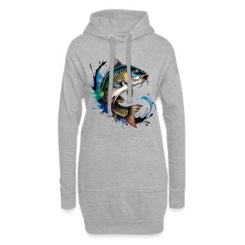 Springender Karpf - Hoodie-Kleid - Grau meliert - Vorne