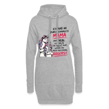 Durchgeknallte Mama Unicorn Spruch - Hoodie-Kleid - Grau meliert - Vorne