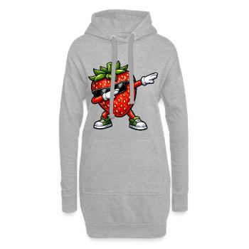 Tamponnement de fraise - Sweat-shirt à capuche long Femme - gris chiné - Devant
