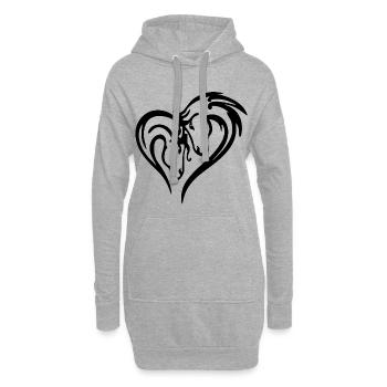 Pferdeherz (Schwarz) - Hoodie-Kleid - Grau meliert - Vorne