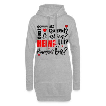 mots interrogatifs - français - Sweat-shirt à capuche long Femme - gris chiné - Devant