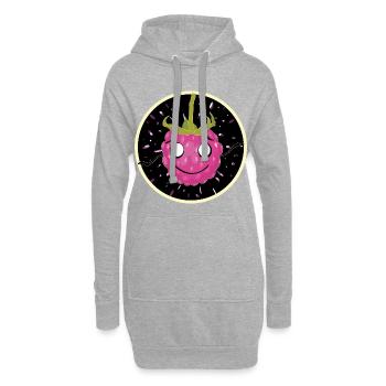 Framboise câline dans le cosmos - Sweat-shirt à capuche long Femme - gris chiné - Devant