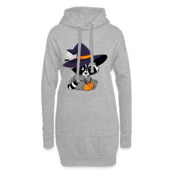 Snuggles der Waschbär mit Halloweensüßigkeiten - Hoodie-Kleid - Grau meliert - Vorne