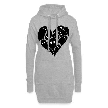 Cœur de fantômes Halloween Ghost Love Design - Sweat-shirt à capuche long Femme - gris chiné - Devant