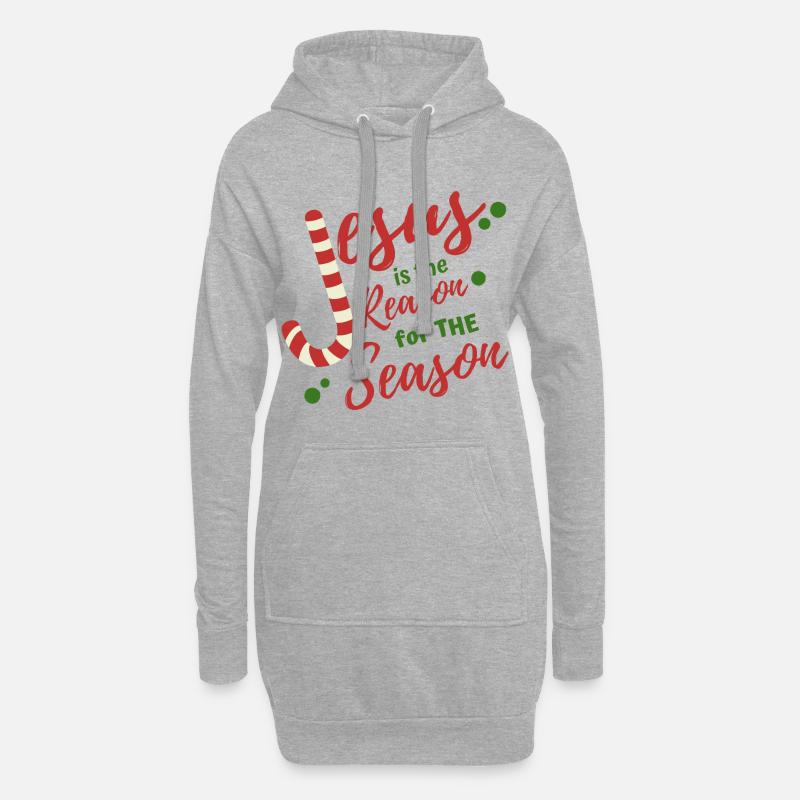 Jésus est la raison de la saison - Sweat-shirt à capuche long Femme - gris chiné