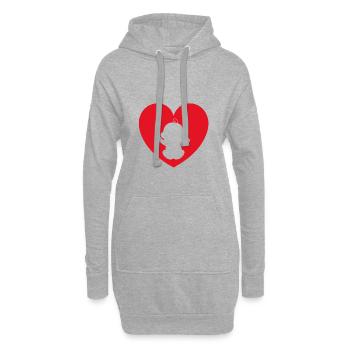 Cadeau de silhouette bébé coeur d'amour - Sweat-shirt à capuche long Femme - gris chiné - Devant