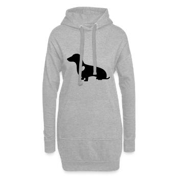 Cadeau de chien de race de chien de silhouette de teckel - Sweat-shirt à capuche long Femme - gris chiné - Devant