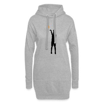 Cadeau silhouette silhouette lancer - Sweat-shirt à capuche long Femme - gris chiné - Devant