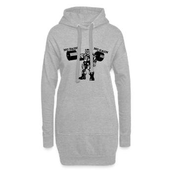 No Pain No Gain Geschenk - Hoodie-Kleid - Grau meliert - Vorne