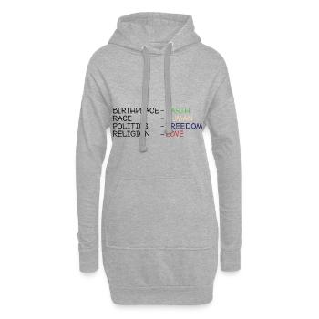 Birthplace-Earth, Race-Human, Politics-Freedom.... - Hoodie-Kleid - Grau meliert - Vorne