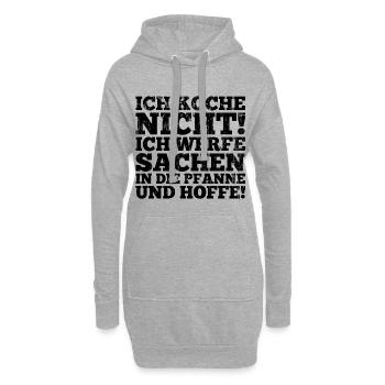 Ich koche nicht Spruch Geschenk - Hoodie-Kleid - Grau meliert - Vorne