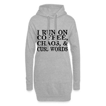 I Run on Coffee Chaos and Cuss Words Spruch - Hoodie-Kleid - Grau meliert - Vorne