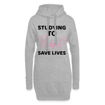 Cadeau étudiant médecine uni - Sweat-shirt à capuche long Femme - gris chiné - Devant
