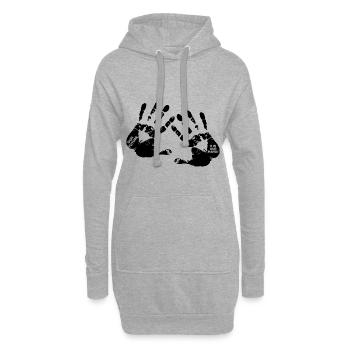 Poignée de main Futur Symbole Rengaine Cadeau - Sweat-shirt à capuche long Femme - gris chiné - Devant