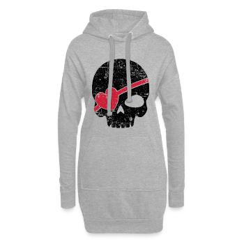 Pirat Augenklappe Liebe Herz Geschenk - Hoodie-Kleid - Grau meliert - Vorne