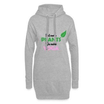 Mangez plus de plantes font plus de cadeau de yoga - Sweat-shirt à capuche long Femme - gris chiné - Devant