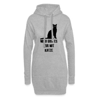 Mich gibt es nur mit Katze Geschenk - Hoodie-Kleid - Grau meliert - Vorne
