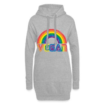 Cadeau drapeau végétalien arc-en-ciel - Sweat-shirt à capuche long Femme - gris chiné - Devant