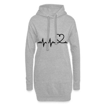 Coeur amour coeur coeur coeur cadeau - Sweat-shirt à capuche long Femme - gris chiné - Devant