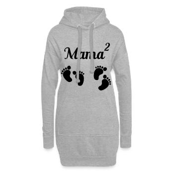 Maman jumeaux carrés jumeaux cadeau - Sweat-shirt à capuche long Femme - gris chiné - Devant