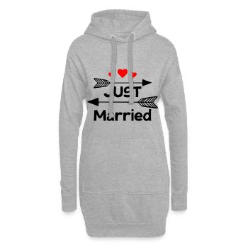 Cadeau de mariage juste marié - Sweat-shirt à capuche long Femme - gris chiné - Devant