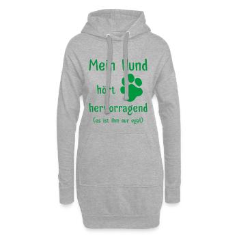 Mein Hund hört hervorragend es ist ihm nur egal - Hoodie-Kleid - Grau meliert - Vorne