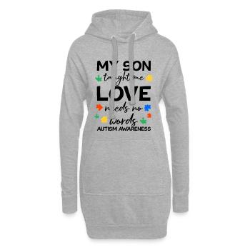 Love need no Words Autism Awareness Son - Sweat-shirt à capuche long Femme - gris chiné - Devant