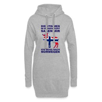 Ich muss nach Norwegen Urlaub Camping Wohnmobil - Hoodie-Kleid - Grau meliert - Vorne